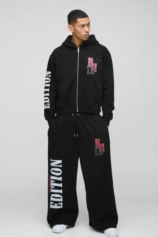 Oversized Boxy Zip Thru and Extreme Wide Leg Moto Tracksuit