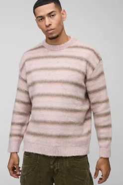 Oversized Brushed Crew Neck Knitted Jumper