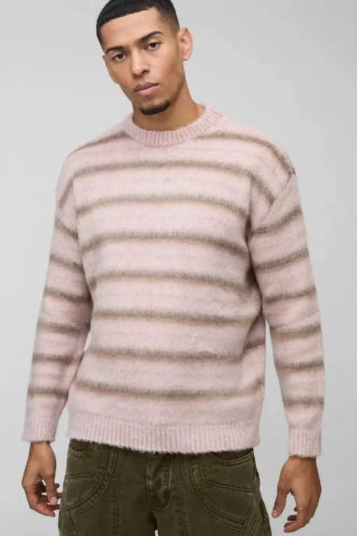 Oversized Brushed Crew Neck Knitted Jumper