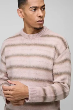 Oversized Brushed Crew Neck Knitted Jumper