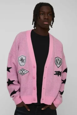 Oversized Brushed Moto Knitted Cardigan