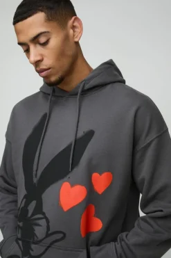 Oversized Bugs Bunny License Print Hoodie