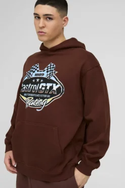 Oversized Castrol Racing License Print Hoodie