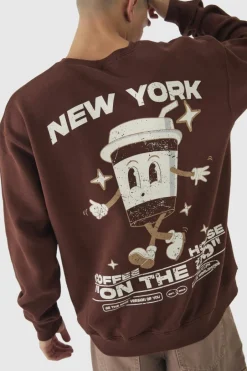 Oversized Coffee House Graphic Sweatshirt