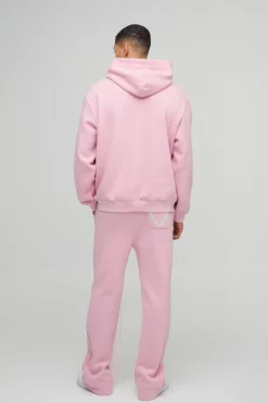 Oversized Cold Hearted Puff Print Gusset Flare Hooded Tracksuit