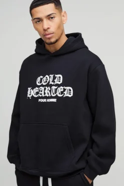 Oversized Cold Hearted Puff Print Hoodie
