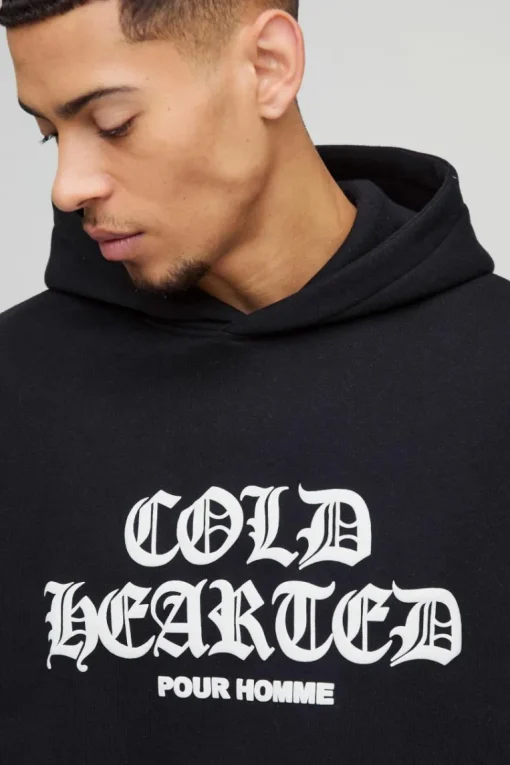 Oversized Cold Hearted Puff Print Hoodie