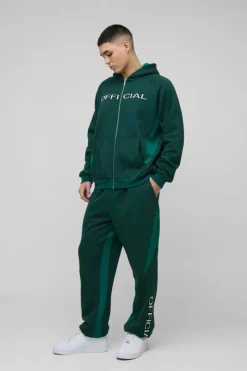 Oversized Colour Block Official Embroidered Zip Through Tracksuit