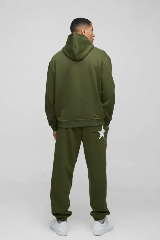 Oversized Contrast Stitch Limited Edition Printed Hooded Tracksuit