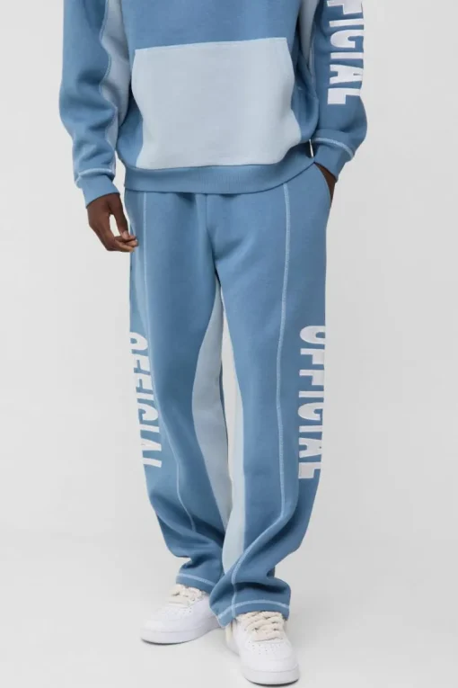 Oversized Contrast Stitch Colour Block Official Embroidered Tracksuit
