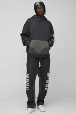 Oversized Contrast Stitch Colour Block Official Embroidered Tracksuit