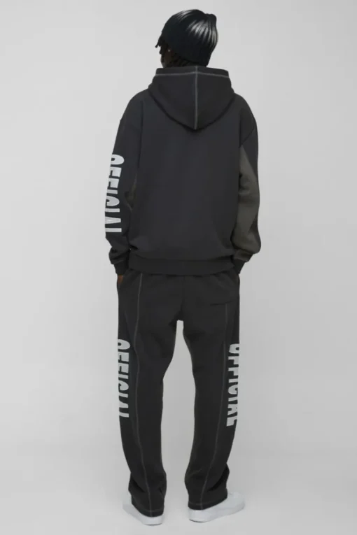 Oversized Contrast Stitch Colour Block Official Embroidered Tracksuit