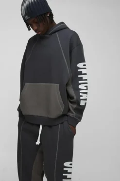 Oversized Contrast Stitch Colour Block Official Embroidered Tracksuit