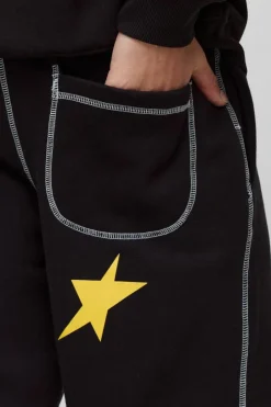 Oversized Contrast Stitch Star Cuffed Jogger