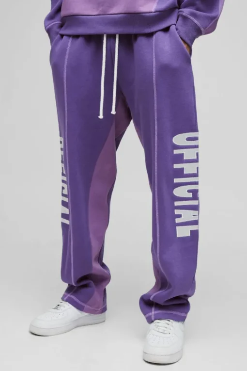 Oversized Contrast Stitch Colour Block Official Embroidered Jogger