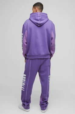 Oversized Contrast Stitch Colour Block Official Embroidered Jogger