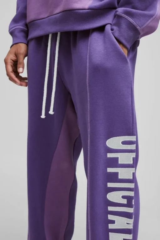 Oversized Contrast Stitch Colour Block Official Embroidered Jogger