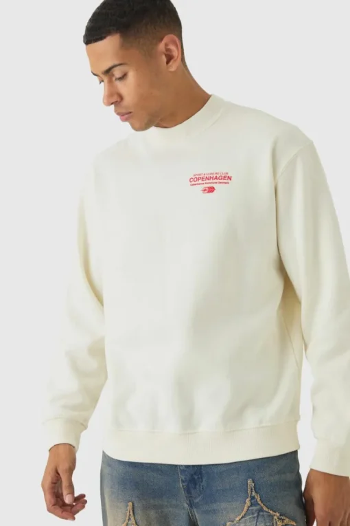 Oversized Copenhagen Text Graphic Sweatshirt