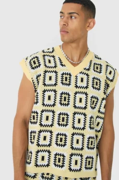 Oversized Crochet Knit Tank And Short Set