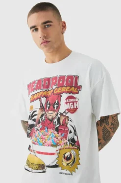 Oversized Deadpool Cereal License Print T-shirt