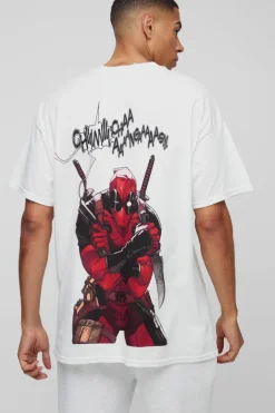 Oversized Deadpool License Print T-Shirt