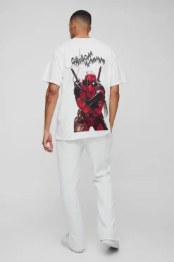 Oversized Deadpool License Print T-Shirt