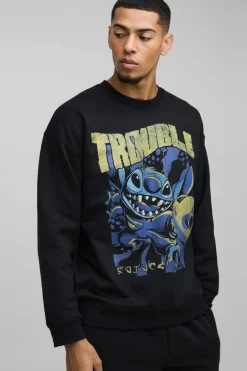 Oversized Disney Lilo and Stitch License Print Sweatshirt