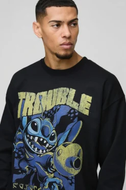 Oversized Disney Lilo and Stitch License Print Sweatshirt