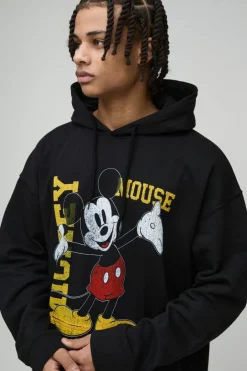 Oversized Disney Mickey Mouse License Print Hoodie