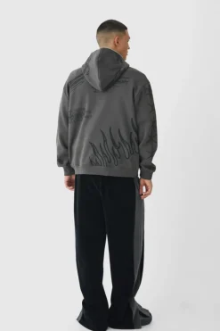 Oversized Doodle Zip Through Hoodie