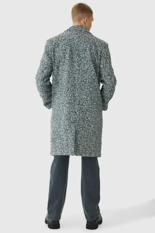 Oversized Double Breasted Boucle Overcoat In Grey
