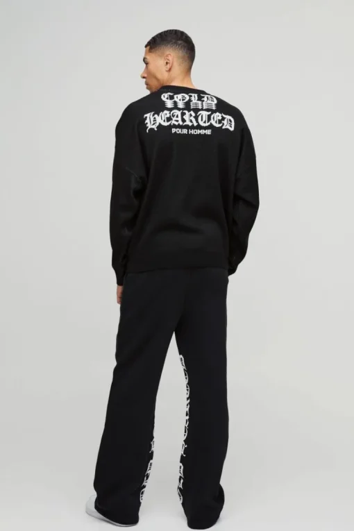 Oversized Drop Shoulder Skeleton Print Knitted Jumper