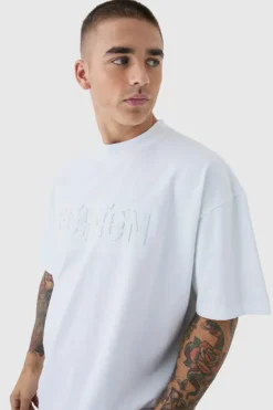 Oversized Extended Neck Limited Edition Embossed T-Shirt