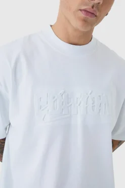 Oversized Extended Neck Limited Edition Embossed T-Shirt