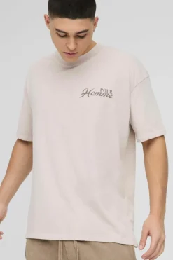 Oversized Extended Neck Pour Homme Bonsai Tree Washed T-Shirt