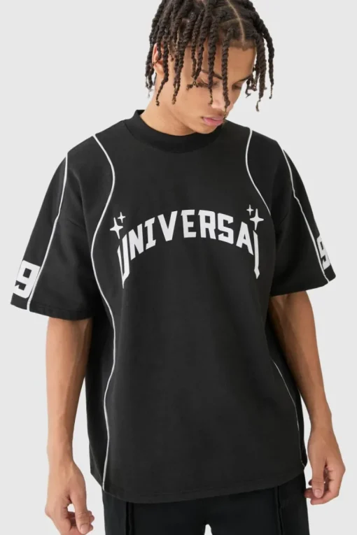 Oversized Extended Neck Universal Graphic T-shirt