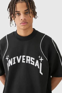 Oversized Extended Neck Universal Graphic T-shirt