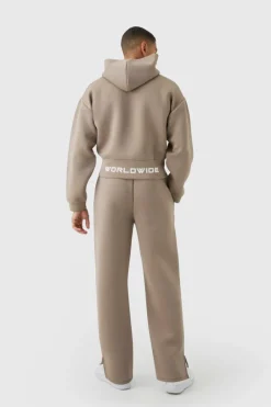 Oversized Extended Waist Relaxed Fit Scuba Hooded Tracksuit