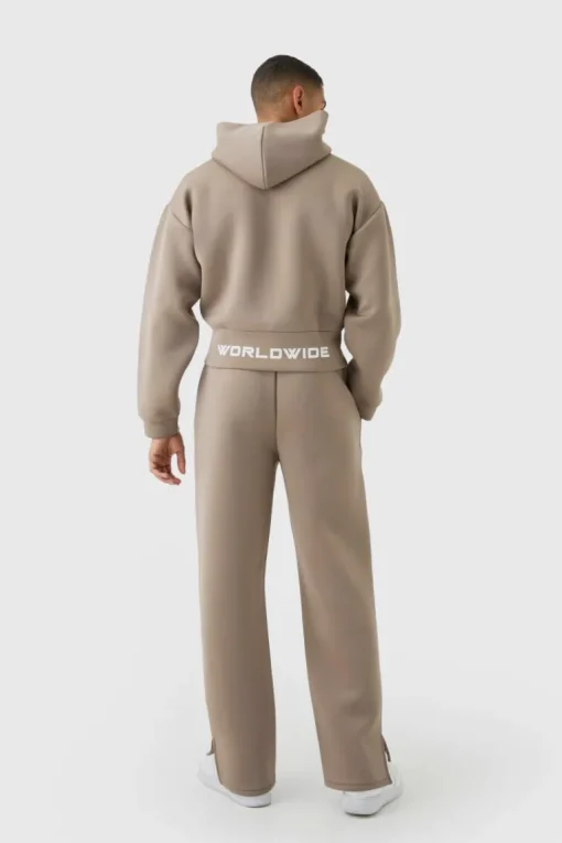 Oversized Extended Waist Relaxed Fit Scuba Hooded Tracksuit