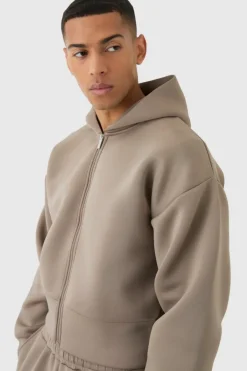 Oversized Extended Waist Relaxed Fit Scuba Hooded Tracksuit