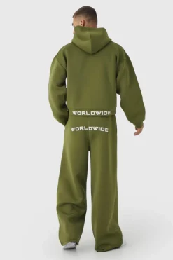 Oversized Extended Waist Relaxed Fit Scuba Hooded Tracksuit