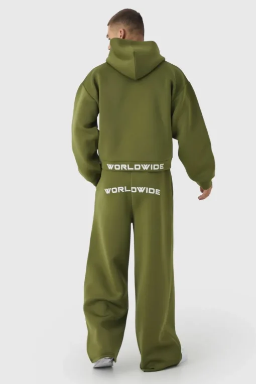 Oversized Extended Waist Relaxed Fit Scuba Hooded Tracksuit