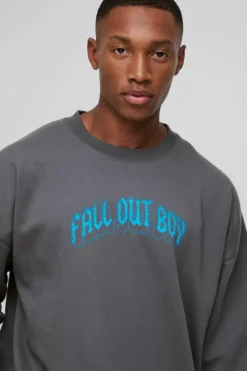 Oversized Fall Out Boy License Print Sweatshirt