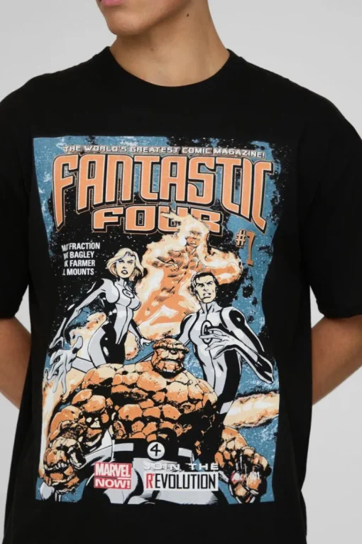 Oversized Fantastic Four Comic License Print T-Shirt