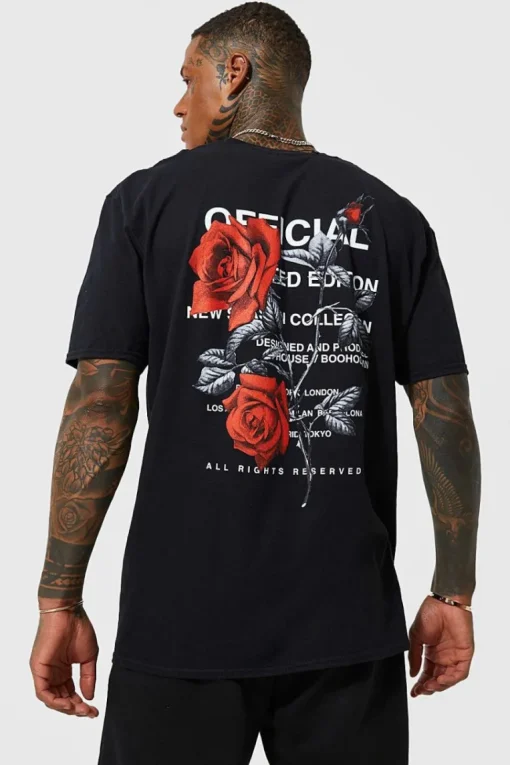 Oversized Floral Back Graphic T-shirt