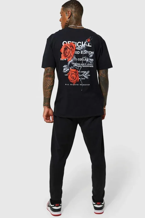 Oversized Floral Back Graphic T-shirt