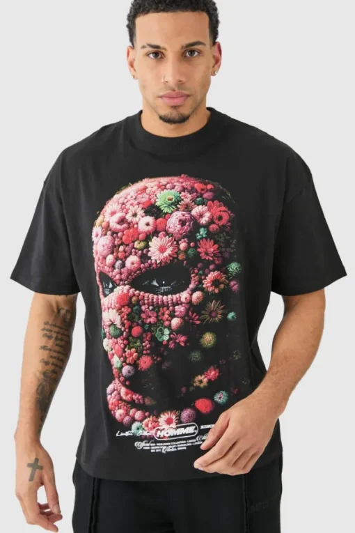 Oversized Floral Mask T-shirt