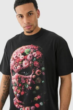 Oversized Floral Mask T-shirt