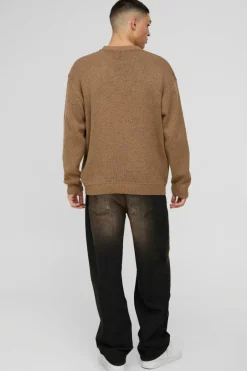 Oversized Fluffy Graphic Homme Knitted Jumper
