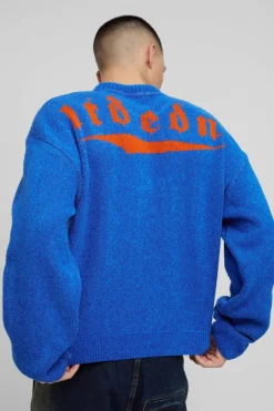 Oversized Fluffy Jacquard Graphic Knitted Jumper